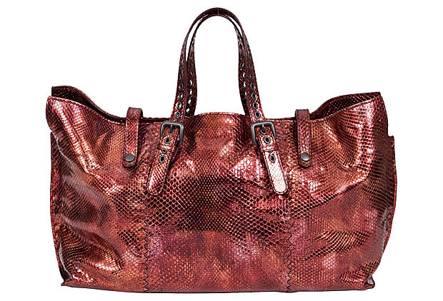 Bottega Veneta Metallic Rust Python Tote