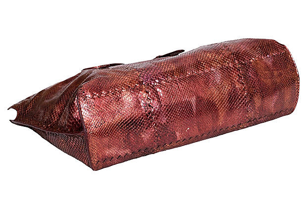 Bottega Veneta Metallic Rust Python Tote