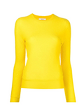 Celine yellow crewneck knit jumper, cozy sweater top with ribbed cuffs and collar, soft knit fabric, casual stylish women's apparel